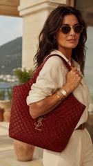DIAMOND QUILTED LOGO OVERSIZED SHOULDER BAG (RED) XL