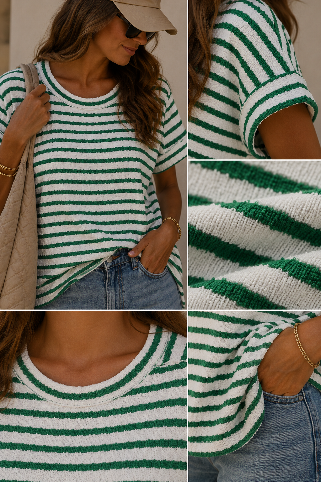 JACQUARD STRIPE T-SHIRT (GREEN)