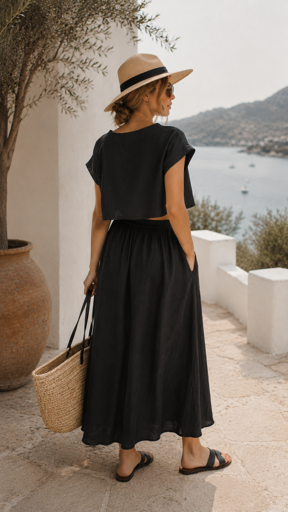 NEW MARY TWO PIECE CROP TOP AND SKIRT SET (BLACK) | BEST SELLER