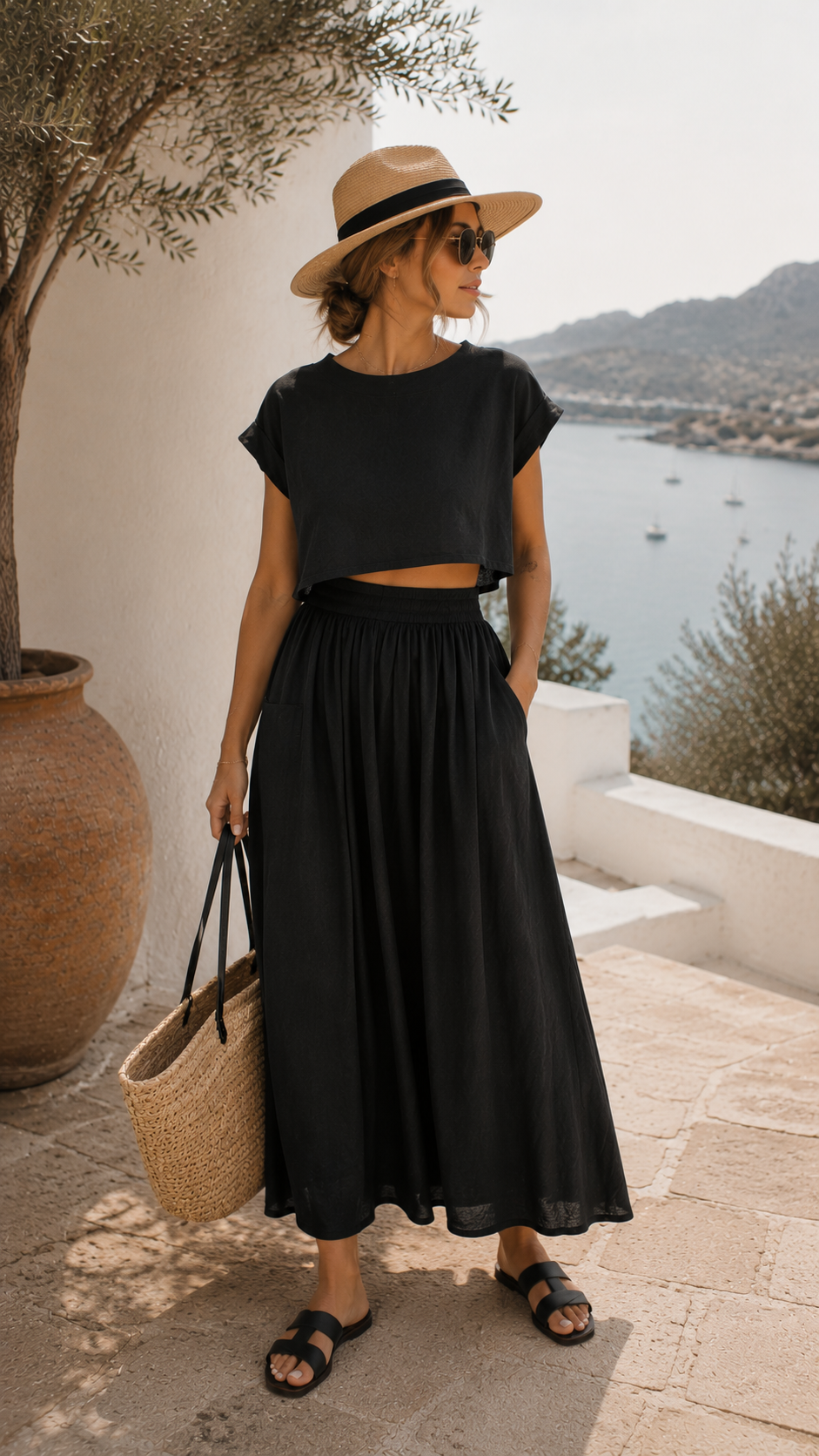 NEW MARY TWO PIECE CROP TOP AND SKIRT SET (BLACK) | BEST SELLER