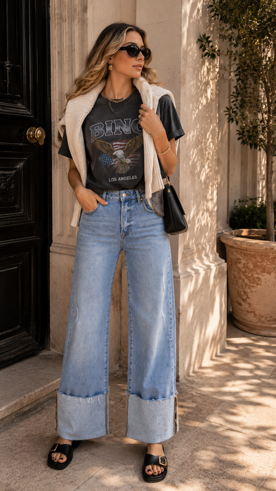 MARGOT HIGH RISE ANKLE WIDE CUFFED JEANS