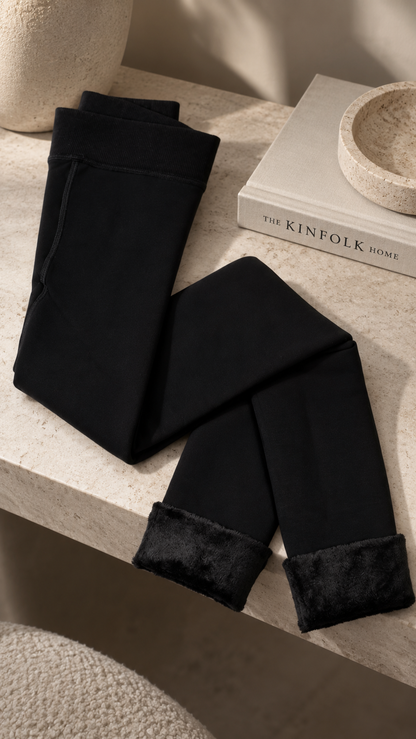 FLEECE  LINED TIGHTS  (BLACK)