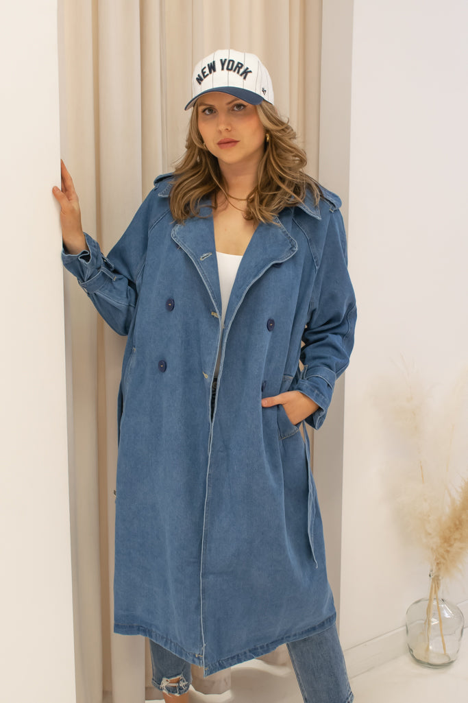 NEW HILARY DENIM TRENCH COAT