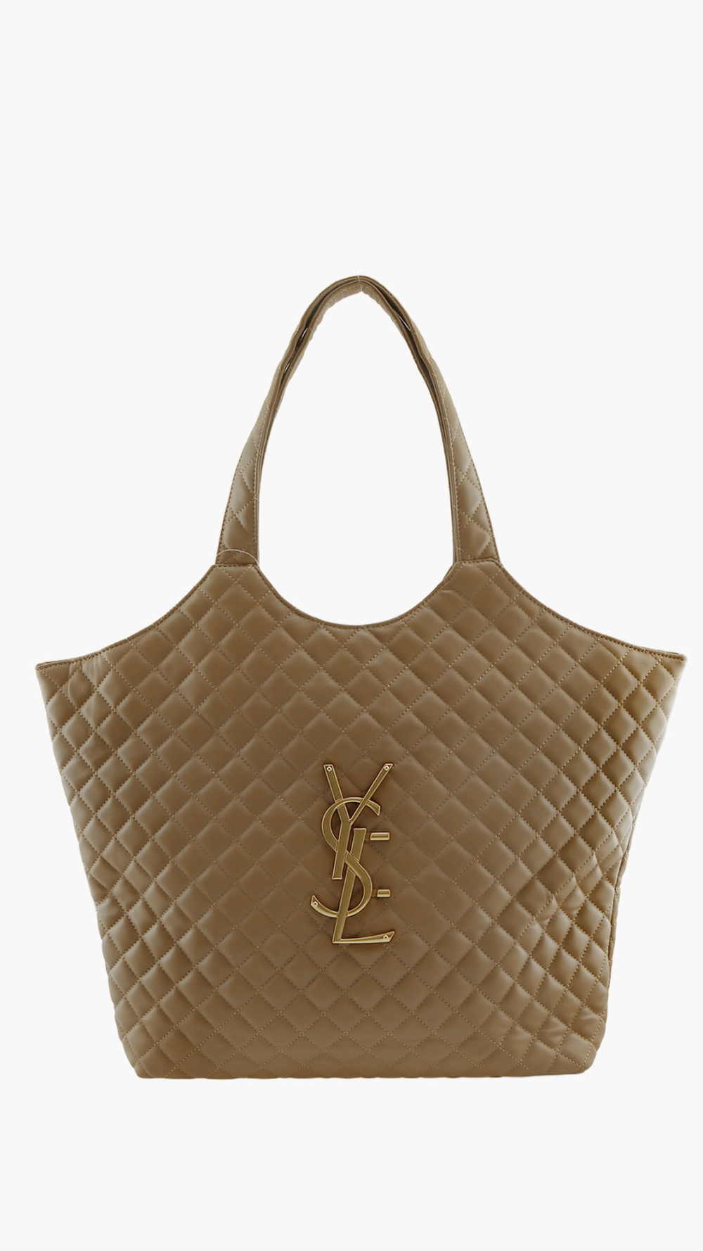 DIAMOND QUILTED LOGO OVERSIZED SHOULDER BAG (KHAKI)