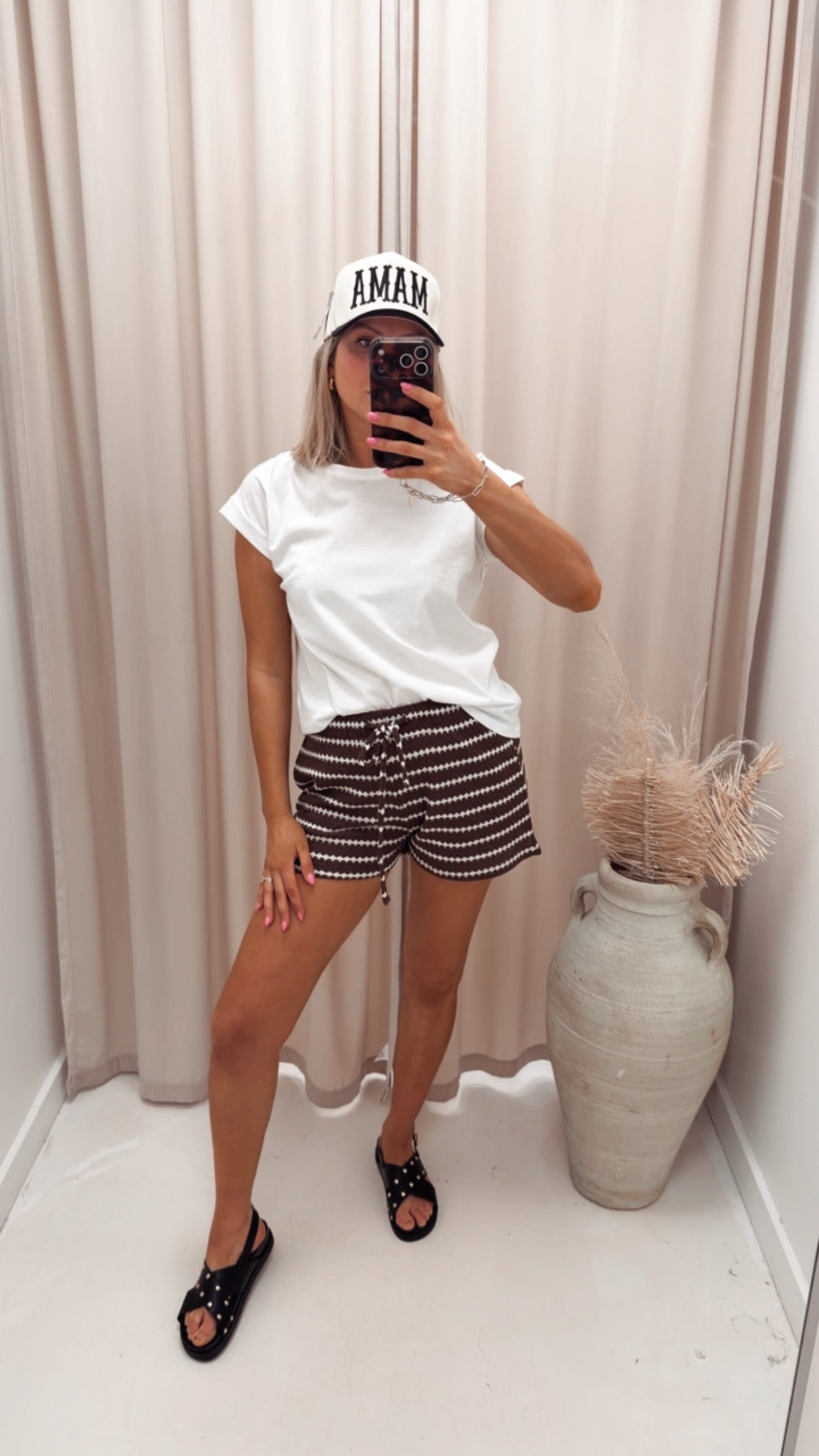 EVA CROCHET STRIPED SHORT | ONLY (BROWN)