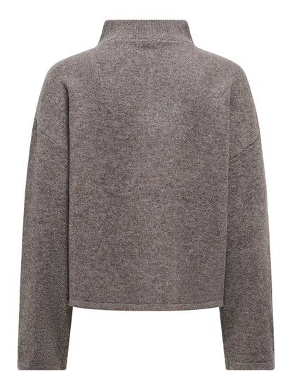CLARA HALF ZIP UP SWEATER (BROWN) | ONLY
