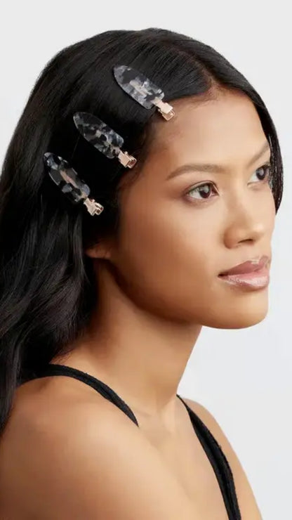 ECO-FRIENDLY CREASELESS CLIPS 4PC SET - BLACK TERRAZZO | KITSCH