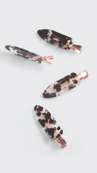 ECO-FRIENDLY CREASELESS CLIPS 4PC SET - BLACK TERRAZZO | KITSCH