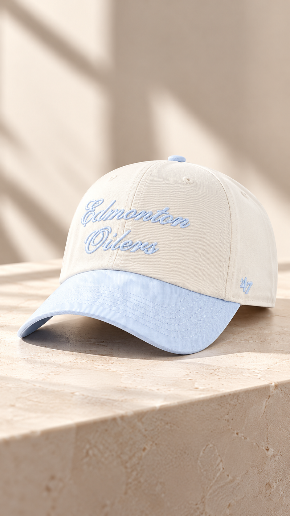 OILERS CLEAN UP BASEBALL HAT (BABY BLUE + WHITE) | 47
