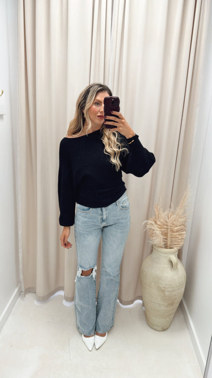 ARLA RIBBED SWEATER (BLACK)