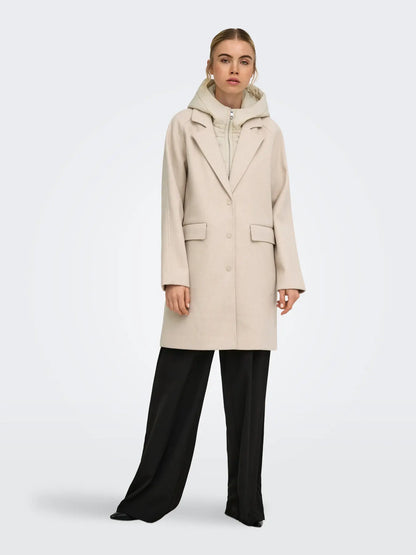 BLOOM HOOD COAT (IVORY) | ONLY