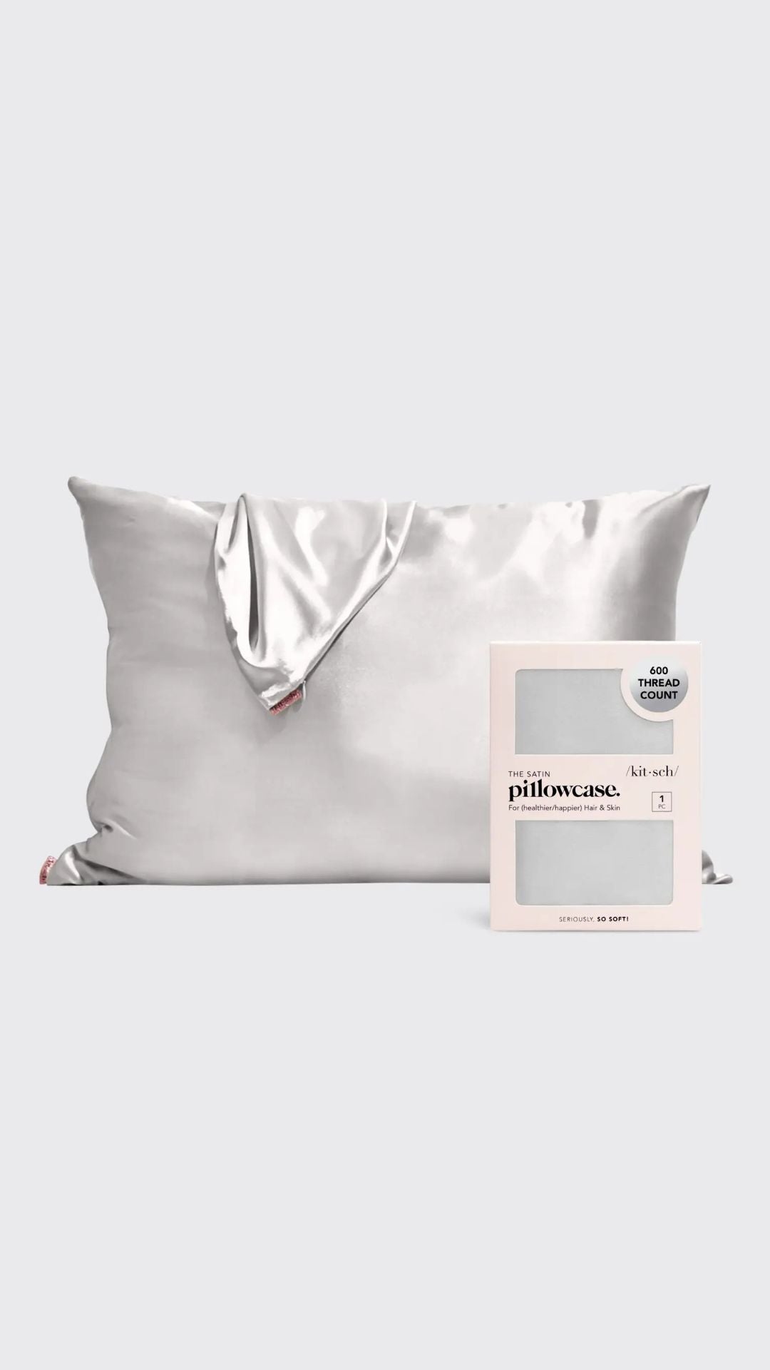SATIN PILLOWCASE SILVER | KITSCH