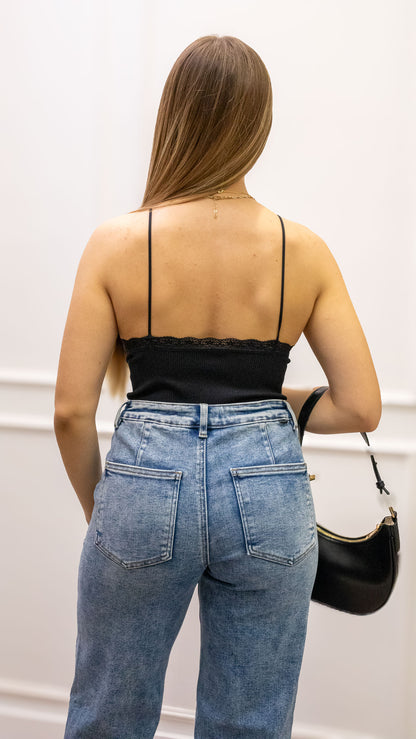 ELOAH RIBBED BODYSUIT (BLACK)