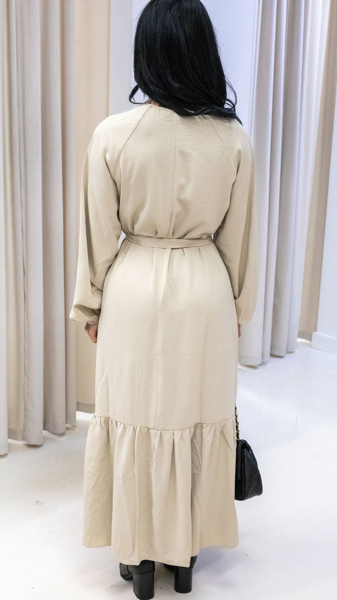 MELINA TIE WAIST MAXI DRESS (BEIGE)