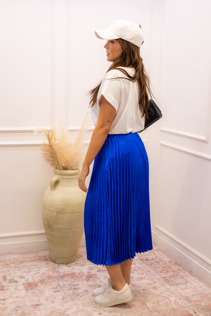 NEW SERENA PLEATED MIDI SKIRT (ROYAL BLUE)