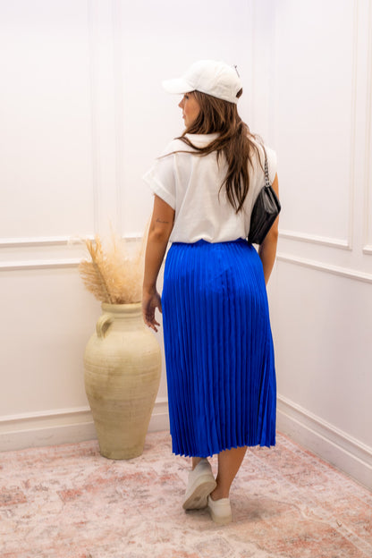 NEW SERENA PLEATED MIDI SKIRT (ROYAL BLUE)