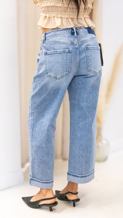REMI HIGH RISE ANKLE BOYFRIEND TURN UP CUFFED JEANS