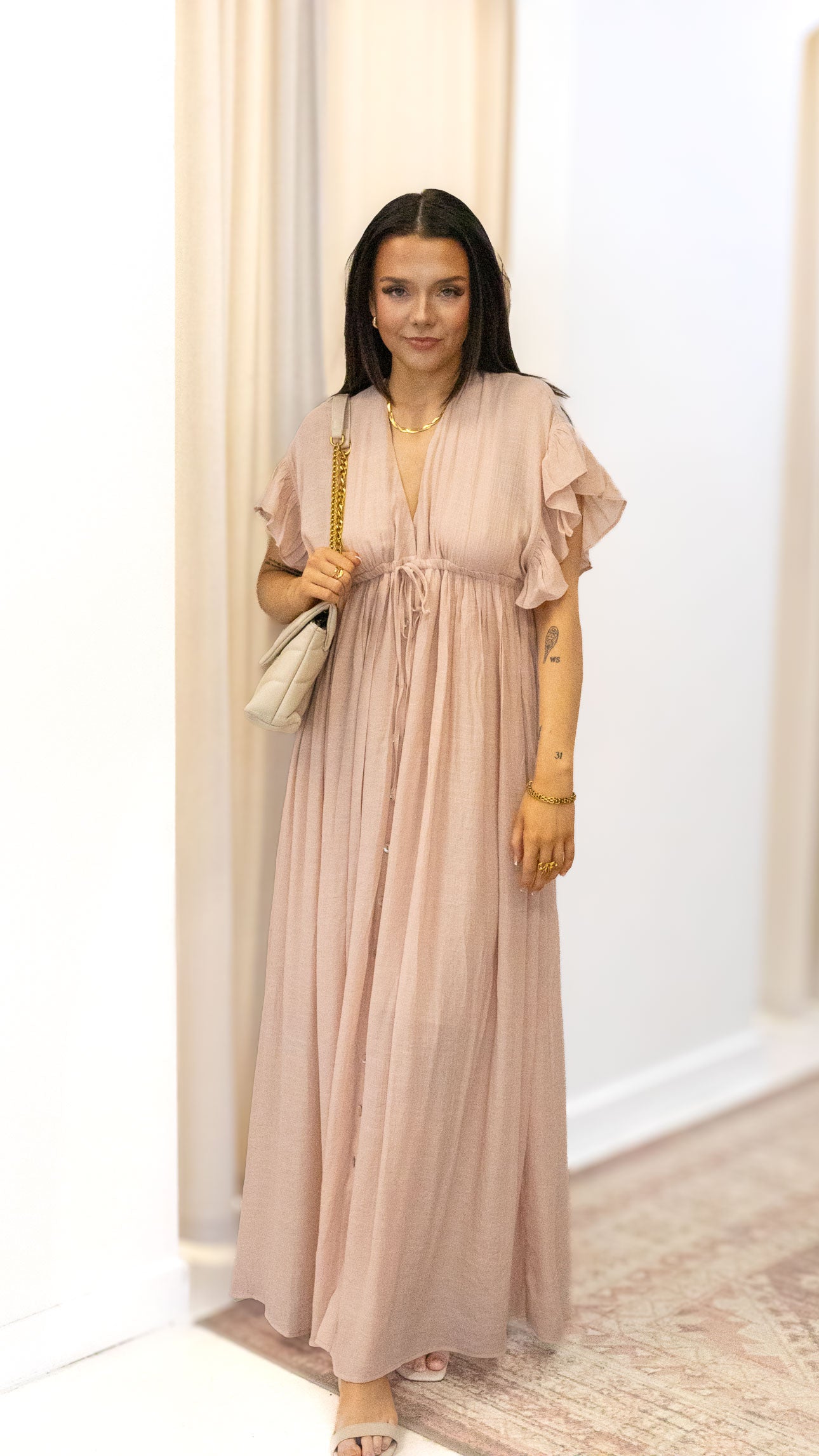 ROMANTIC BOHEMIAN FLOWY MAXI DRESS (BLUE &amp; PINK)