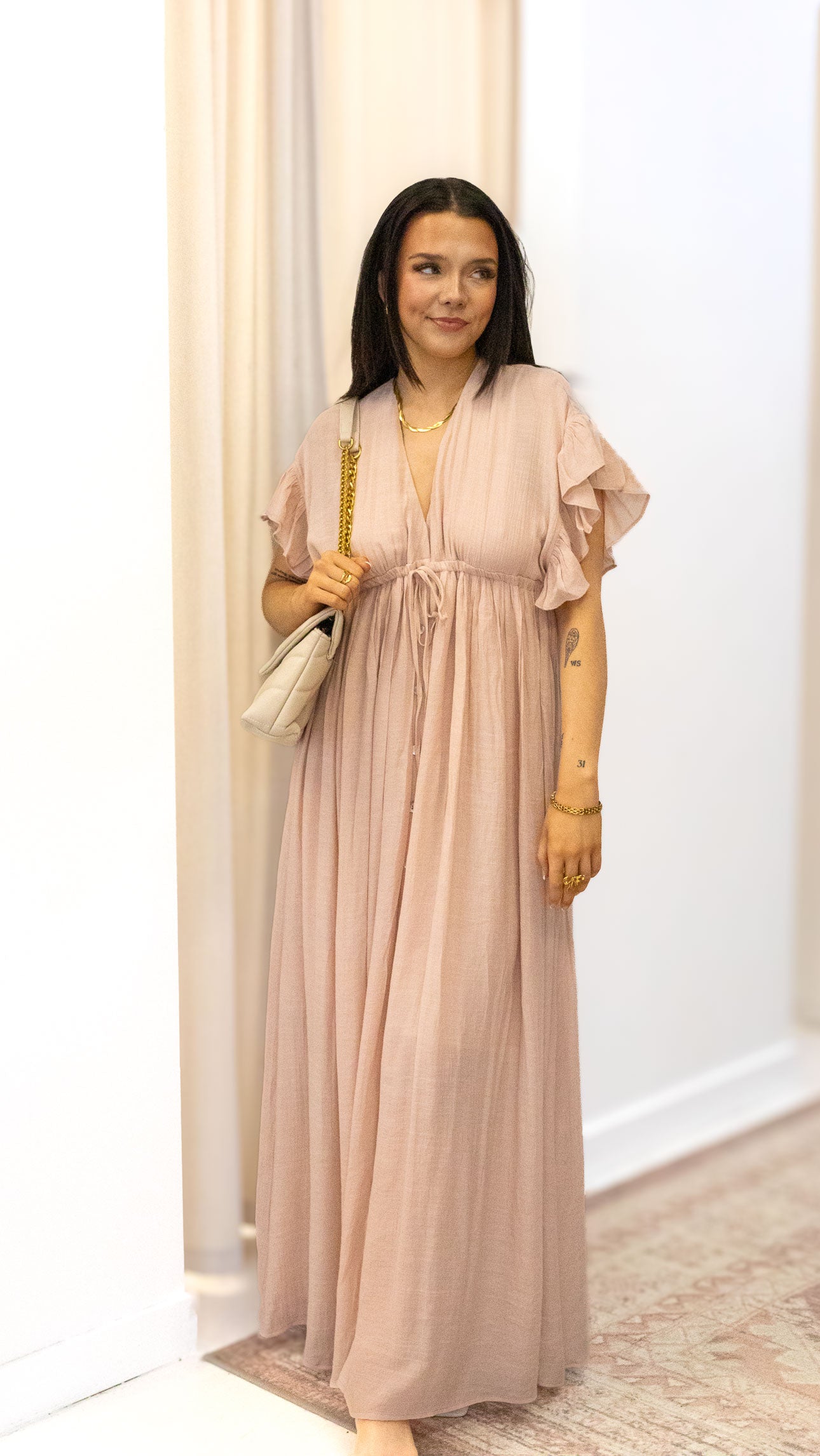 ROMANTIC BOHEMIAN FLOWY MAXI DRESS (BLUE &amp; PINK)