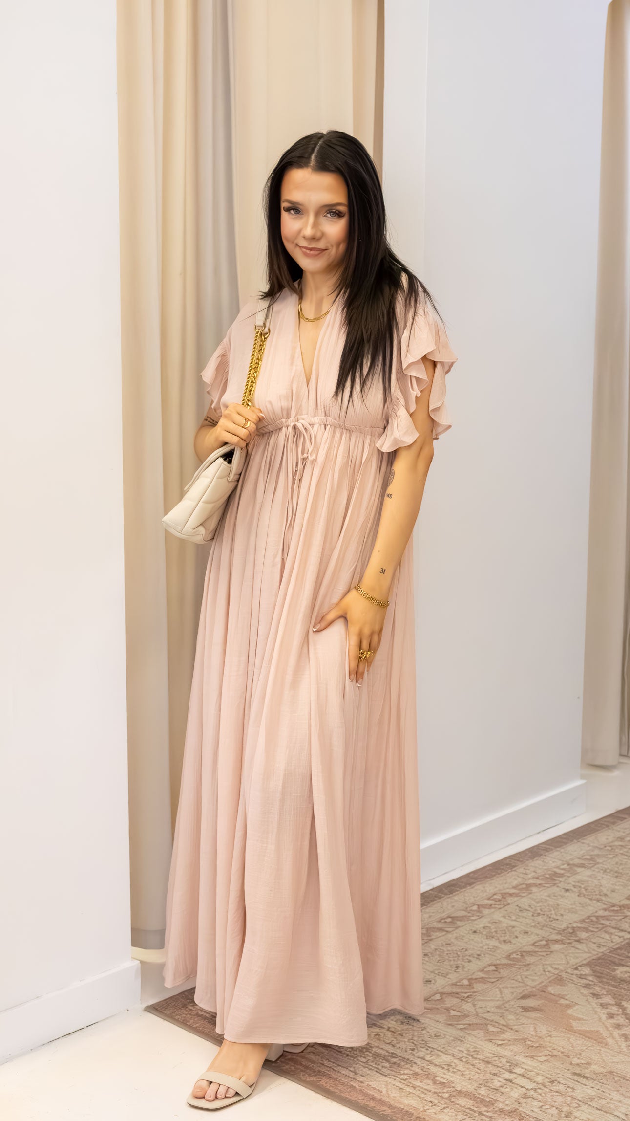 ROMANTIC BOHEMIAN FLOWY MAXI DRESS (BLUE &amp; PINK)