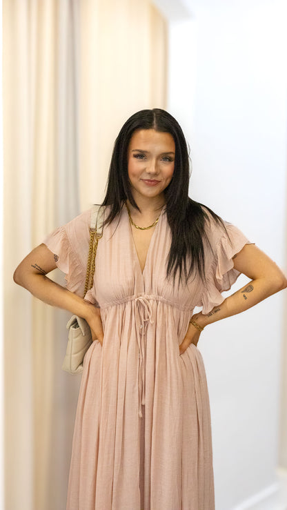 ROMANTIC BOHEMIAN FLOWY MAXI DRESS (BLUE &amp; PINK)