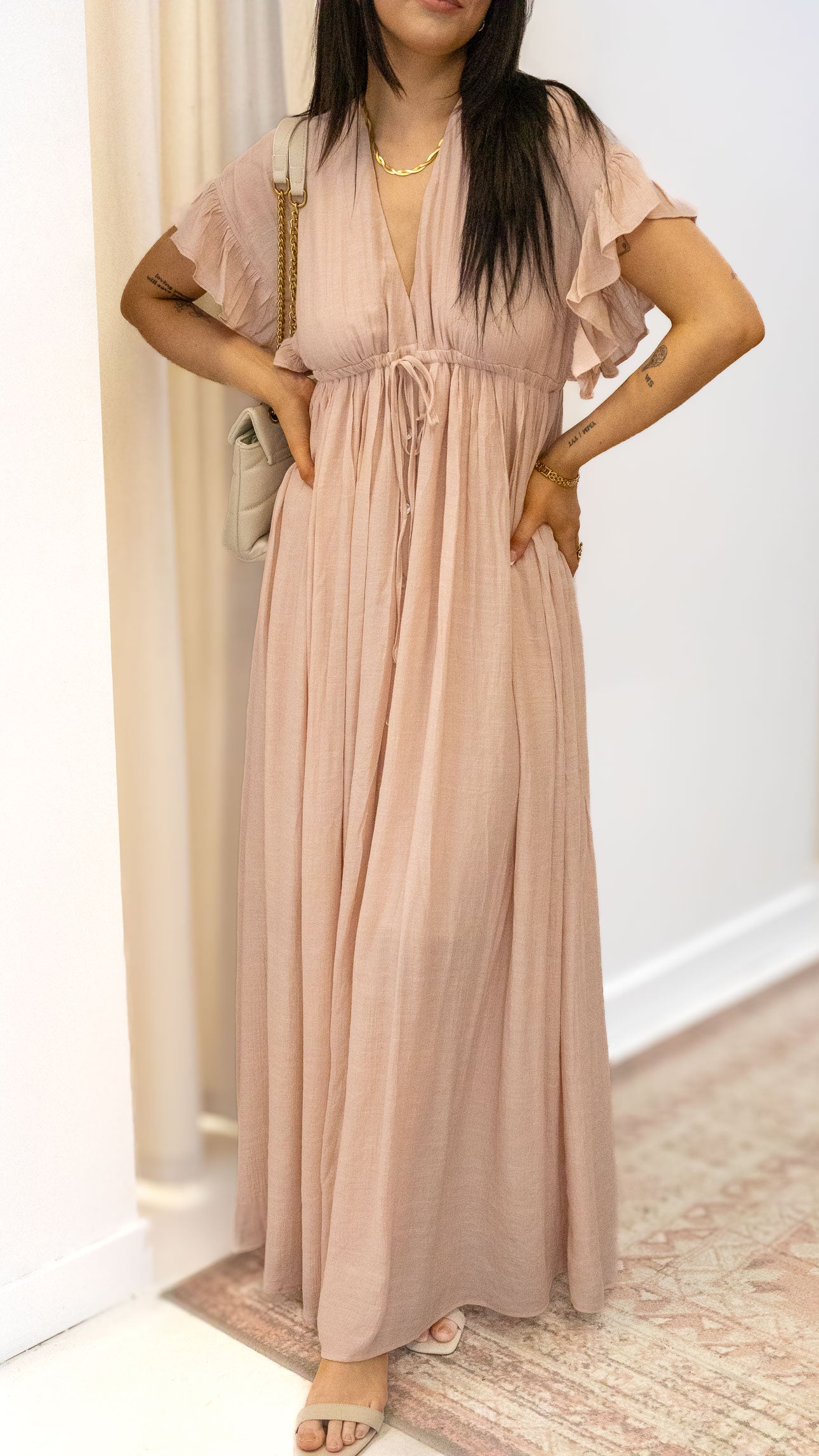 ROMANTIC BOHEMIAN FLOWY MAXI DRESS (BLUE &amp; PINK)