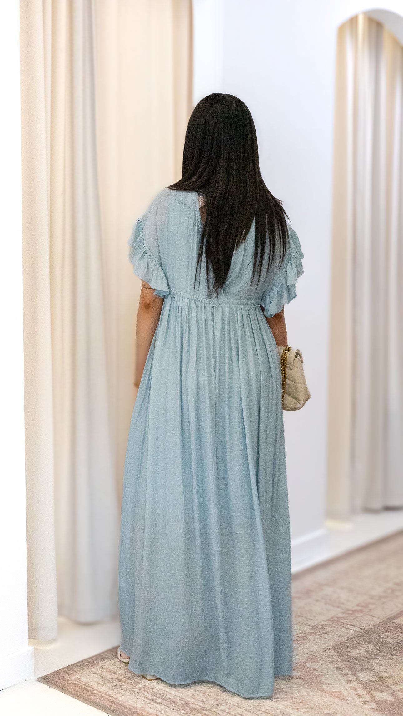 ROMANTIC BOHEMIAN FLOWY MAXI DRESS (BLUE &amp; PINK)