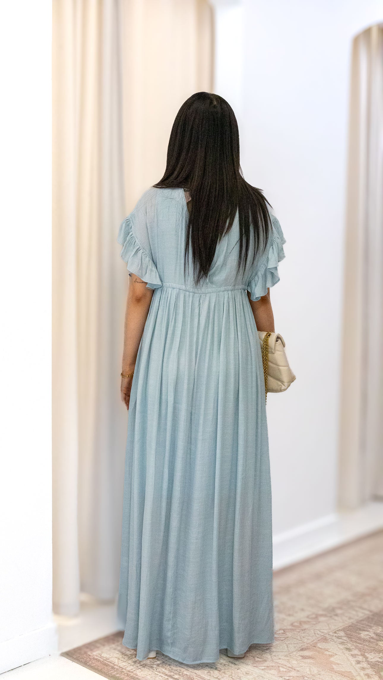 ROMANTIC BOHEMIAN FLOWY MAXI DRESS (BLUE &amp; PINK)