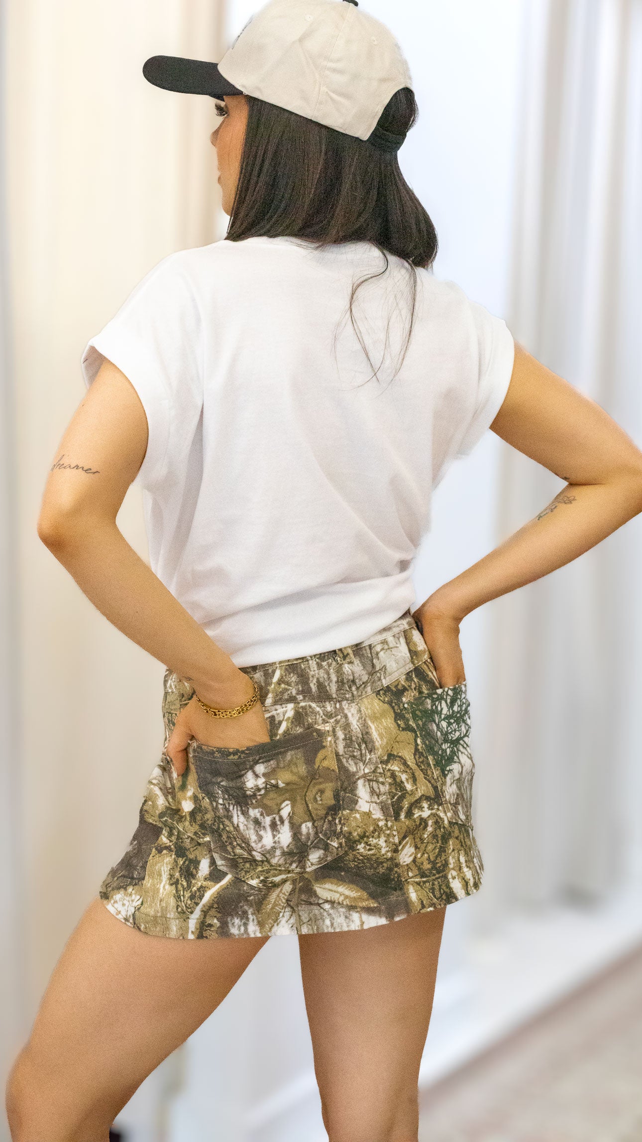 A LINE CAMO MINI SKIRT