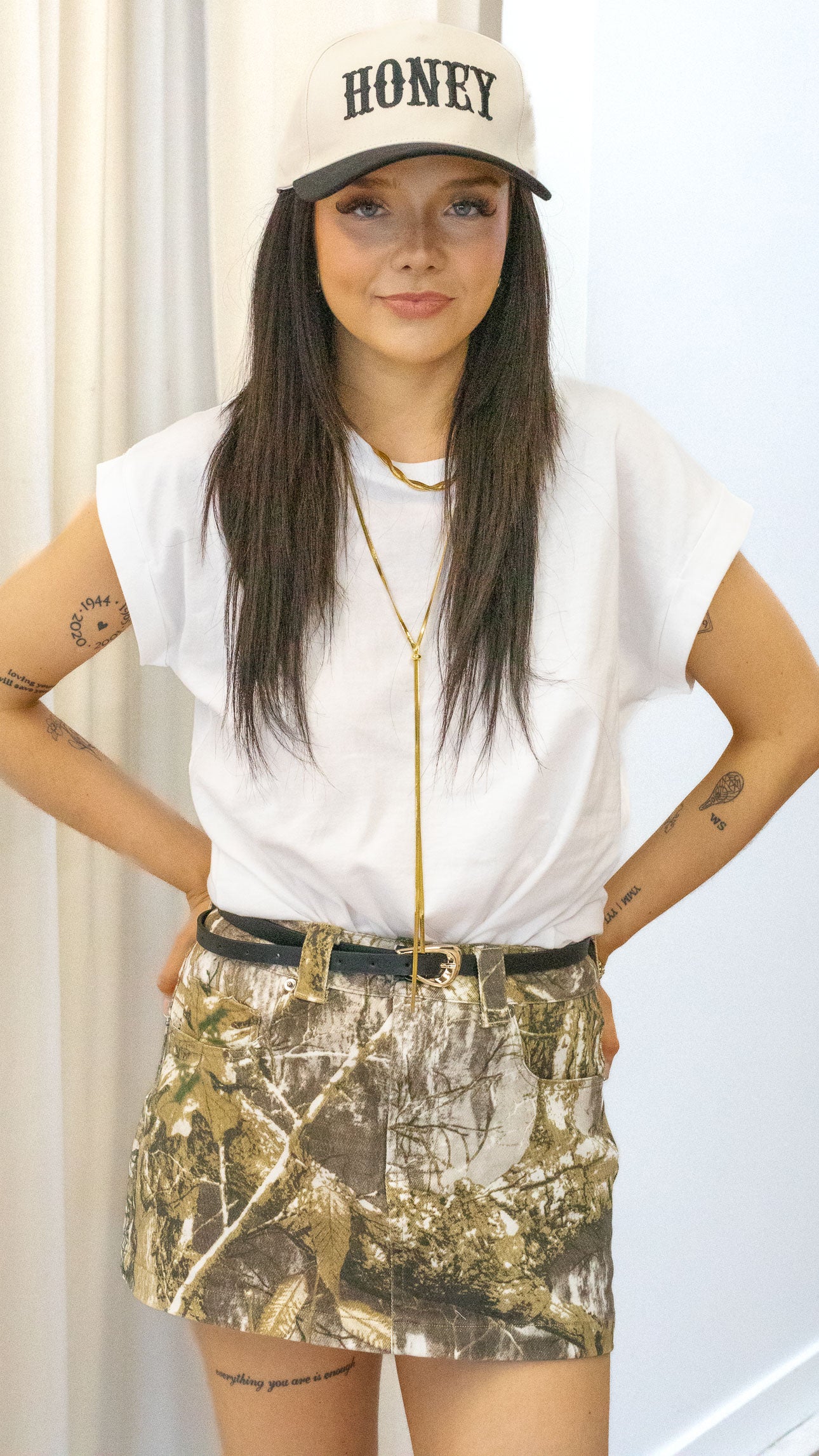 A LINE CAMO MINI SKIRT