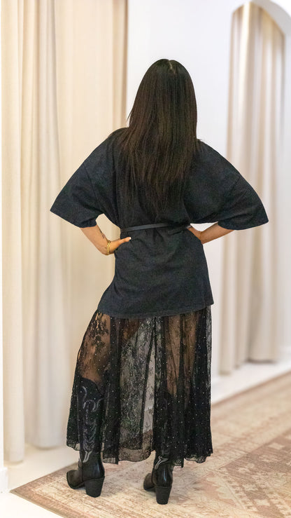 LACE RHINESTONE SKIRT