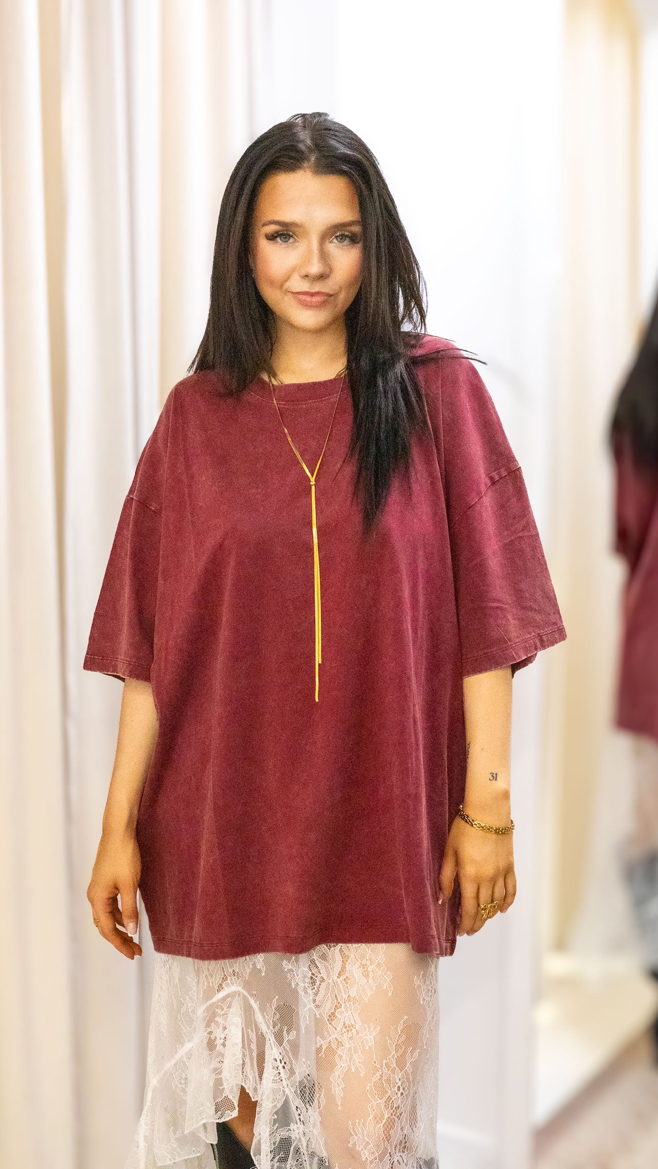 ACID WASH COTTON DROP SHOULDER BOYFRIEND BOX TEE