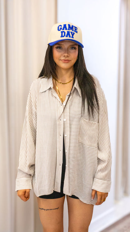 WOVEN STRIPE BUTTON DOWN SHIRTS