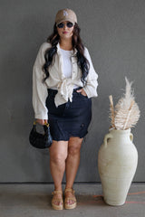 DARLA HIGH RISE DENIM SKIRT (BLACK)