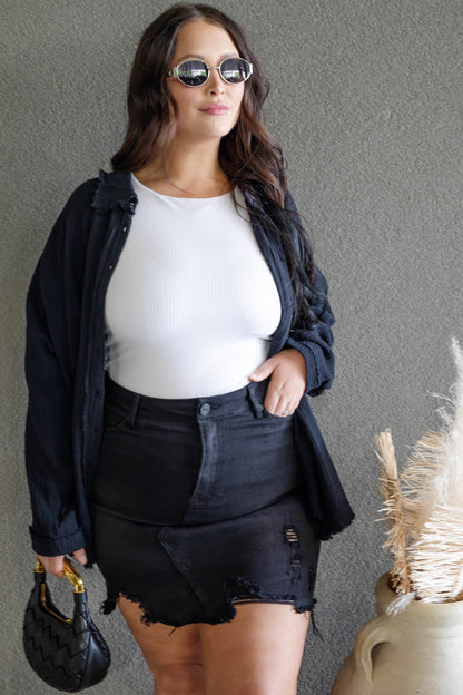 DARIA BUTTON UP GAUZE SHIRT (BLACK)