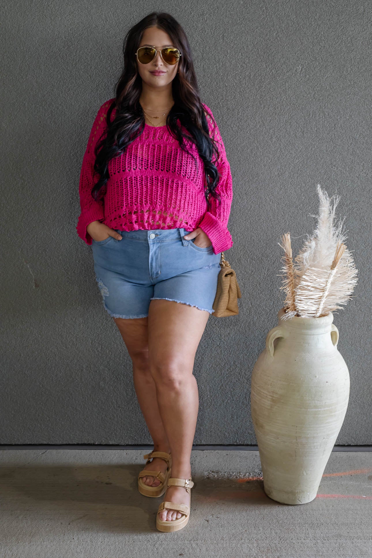 NEW SUMMER CROCHET SWEATER (FUSHIA)