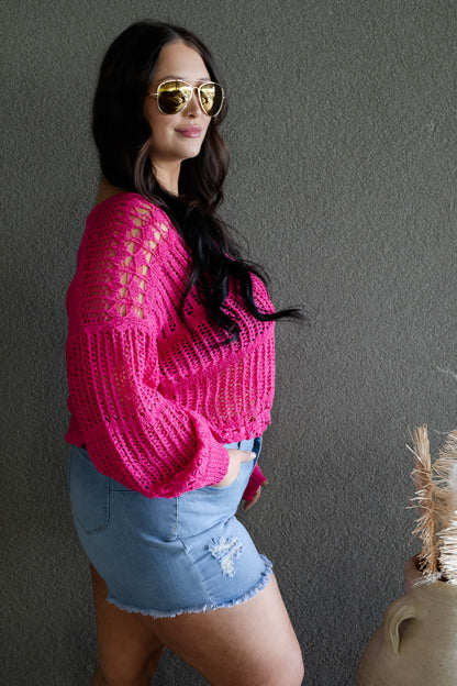 NEW SUMMER CROCHET SWEATER (FUSHIA)