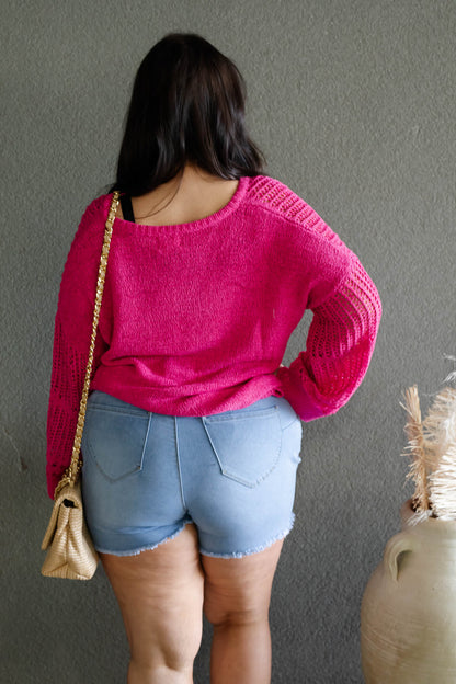 NEW SUMMER CROCHET SWEATER (FUSHIA)