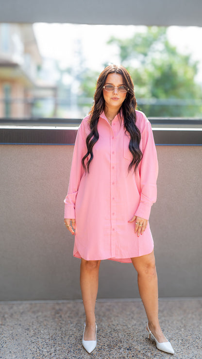 MUST HAVE SHIRT DRESS BLOUSE (PINK)