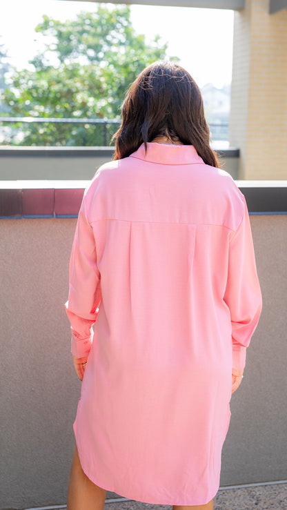 MUST HAVE SHIRT DRESS BLOUSE (PINK)