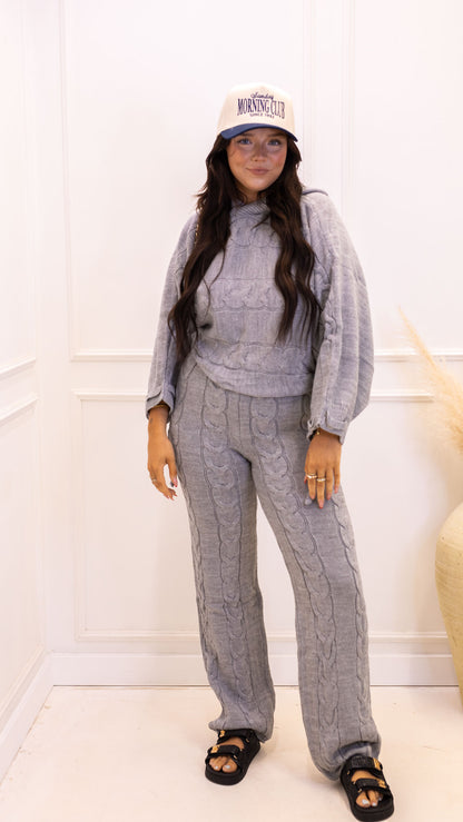 NEW DIOR CABLE KNIT LOUNGE SET (GREY)