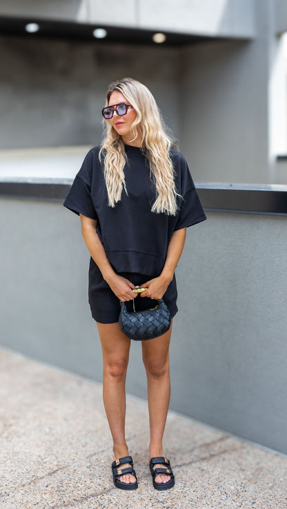 TALIN TWO PIECE SHORT SET (BLACK)
