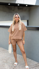 TALIN TWO PIECE SHORT SET (MOCHA)