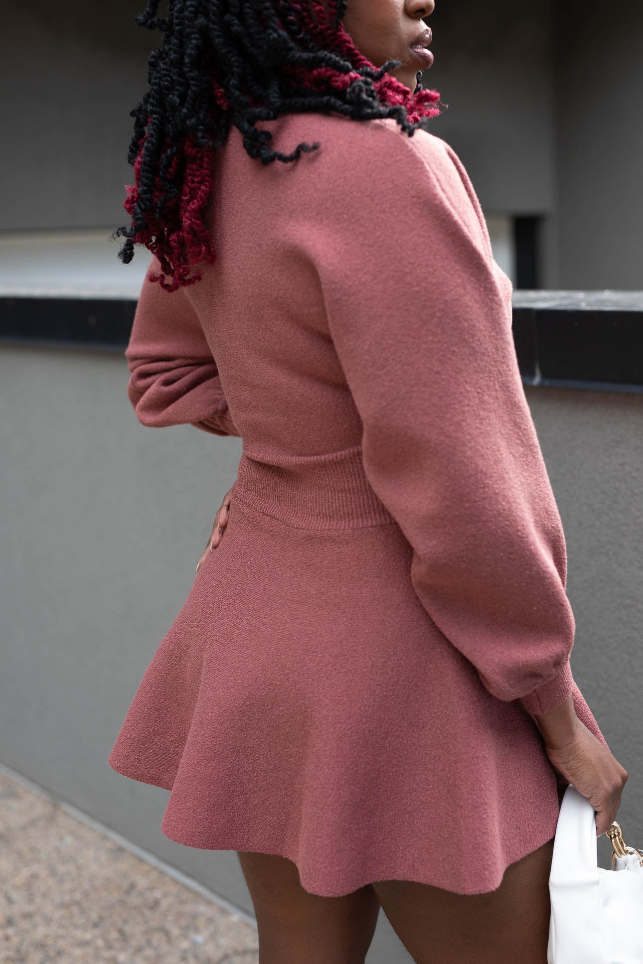 GENIVEVE FIT &amp; FLARE SWEATER MINI DRESS | RUST | (BEST SELLER)