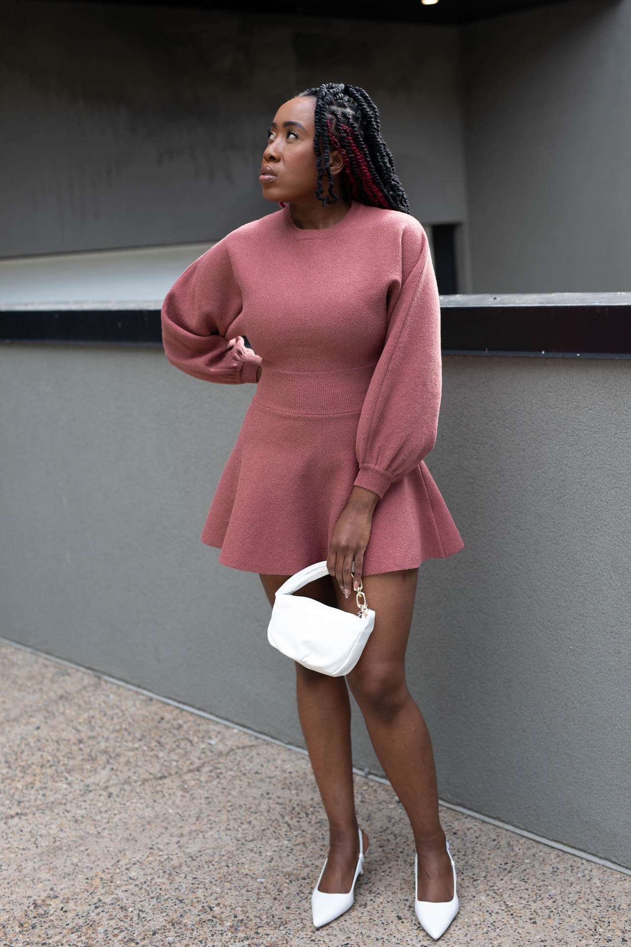 GENIVEVE FIT &amp; FLARE SWEATER MINI DRESS | RUST | (BEST SELLER)