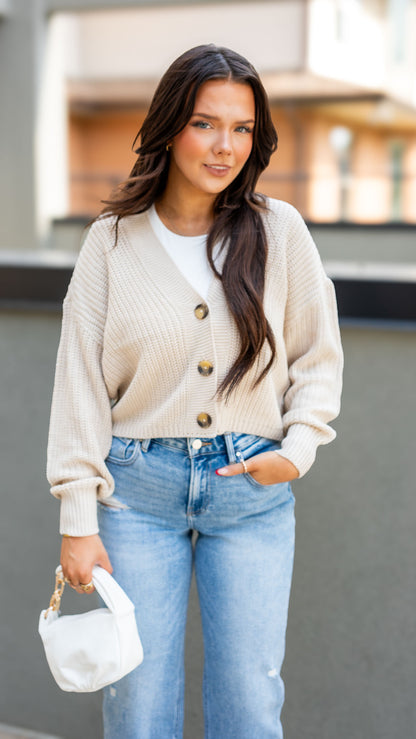 CAROL CARDIGAN (CREAM)(BURGUNDY)| ONLY