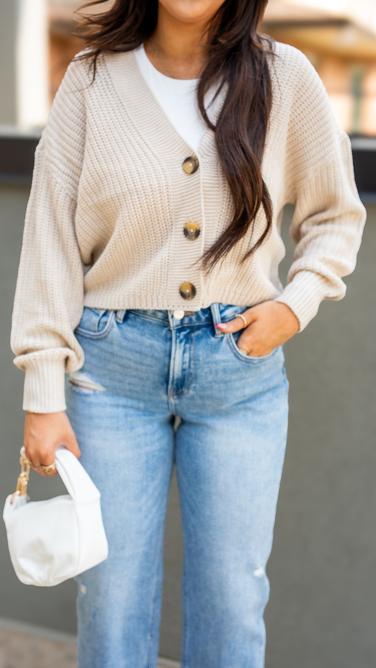 CAROL CARDIGAN (CREAM)(BURGUNDY)| ONLY