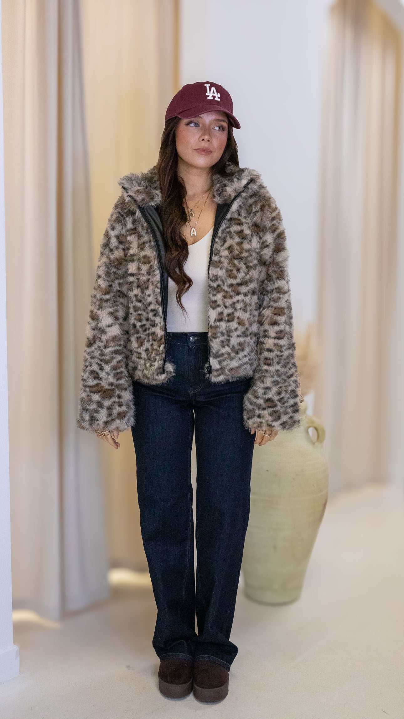 JENNIFER FUR JACKET ANIMAL PRINT
