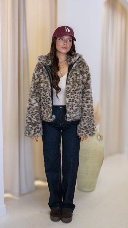 JENNIFER FUR JACKET ANIMAL PRINT
