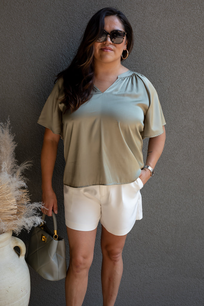 NEW SERINAH SATIN BLOUSE (SAGE)